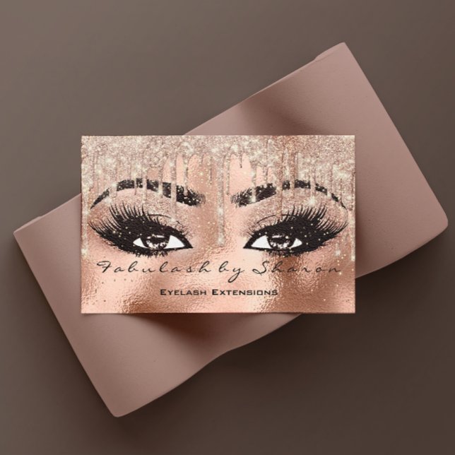 Cartão De Visita Cód. Colher Lashes Da Esquerda Coleta Dobra Qr (Makeup Eyebrow Lashes Glitter Drip Qr Code Business Card)