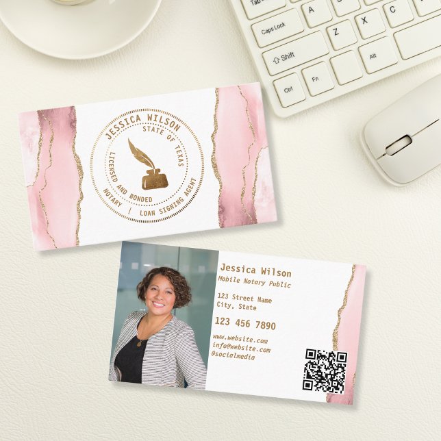 Cartão De Visita Cód. QR de Foto de Assinatura de Empréstimo Públic (Criador carregado)