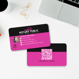 Cartão De Visita Cód. QR de negócio de Assinatura Notária Rosa Pret