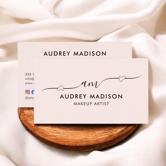 Cartão De Visita Cód. QR do Coração Girly - Caligrafia Rosa Esmagad (Criador carregado)