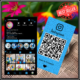Cartão De Visita Cód. QR do Instagram Azul para Limpeza de Maid