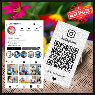 Cartão De Visita Cód. QR do Instagram Branco da Limpeza Maid
