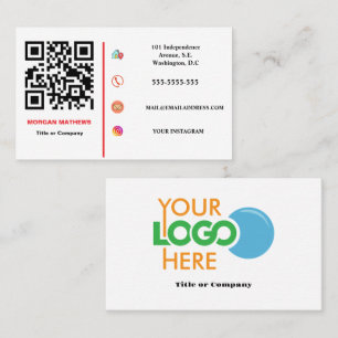 Cartão De Visita Cod QR do logotipo profissional minimalista de cor