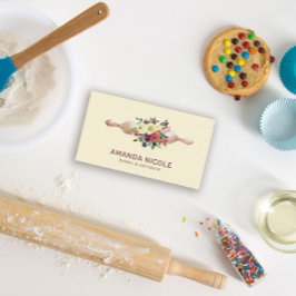 Cartão De Visita Cód. QR Personalizado - Bandeja de Bolo Floral de 