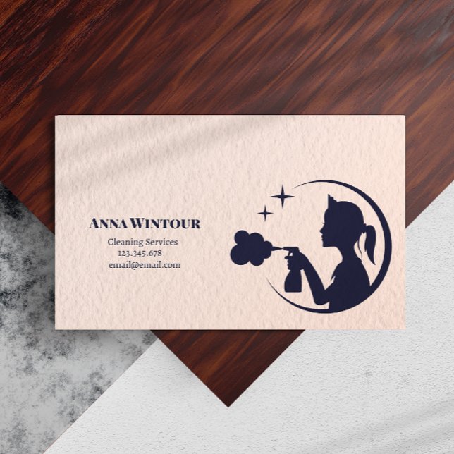 Cartão De Visita Cód. Qr Rosa Magudo dos Serviços de Limpeza (Cleaning Services Maid Pink Qr Code Business Card)