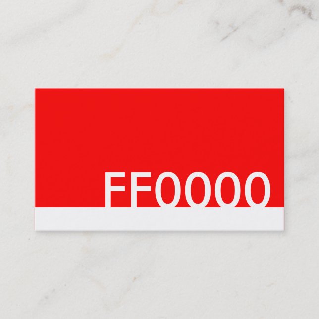 Cartão De Visita código de cor html vermelho FF0000 (Frente)