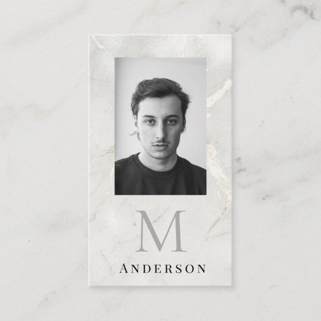 Cartão De Visita Código de foto de Pearl Marble Masculine (Frente)