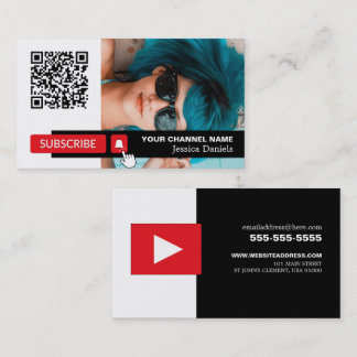 Cartão De Visita Código de Foto e QR Personalizado, Youtube - Vlogg