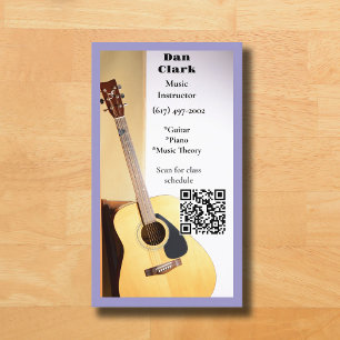 Cartão De Visita Código de Música Purple QR Professor Guitarra Acús