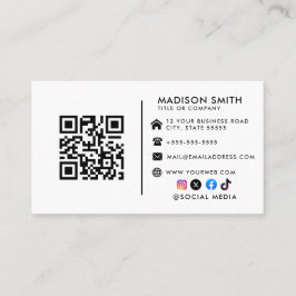 Cartão De Visita Código de QR da empresa profissional minimalista o