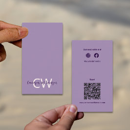 Cartão De Visita Código de QR Violeta Sólido sofisticado