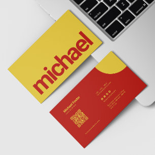 Cartão De Visita Código de Qrcode Digitalizável Amarelo e Vermelho