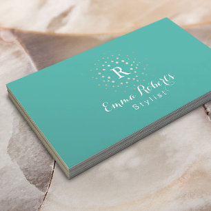 Cartão De Visita Código de turquesa QR do monograma do estilista d