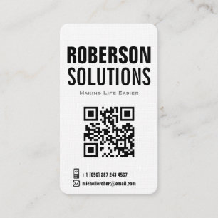Cartão De Visita código preto e branco do qr no design corajoso