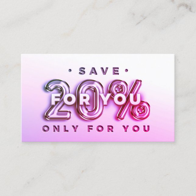 CARTÃO DE VISITA CÓDIGO QR 20% DESCONTO INSERIR PINK DO OBRIGADO (Frente)