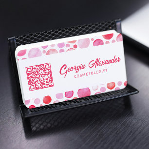 Cartão De Visita Código QR Aquarela Cosmetologista Beleza