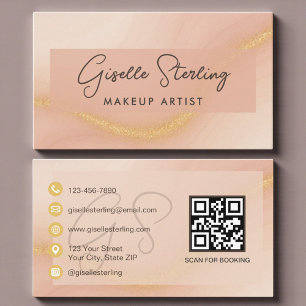 Cartão De Visita Código QR Aquarela para Maquiador
