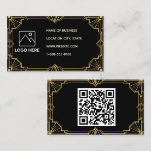 Cartão de Visita Código QR Art Deco Ouro Preto