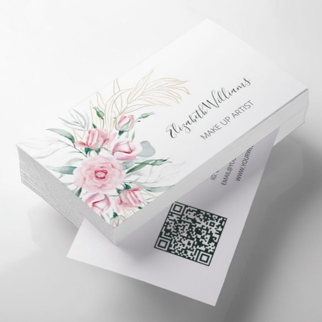 Cartão De Visita Código QR | Artista De Invólucro Floral Com Lâmpad (Criador carregado)