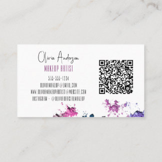 Cartão De Visita Código QR Artista de Maquiagem de Bela Moderna