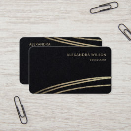 Cartão De Visita Código QR Assinatura Dourada preta Elegante Profis