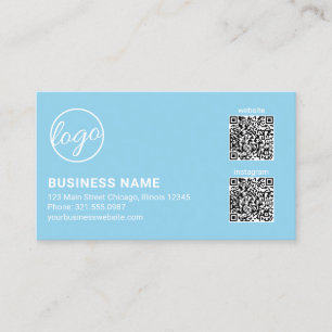 Cartão De Visita Código QR Azul Céu Profissional Moderno Logo