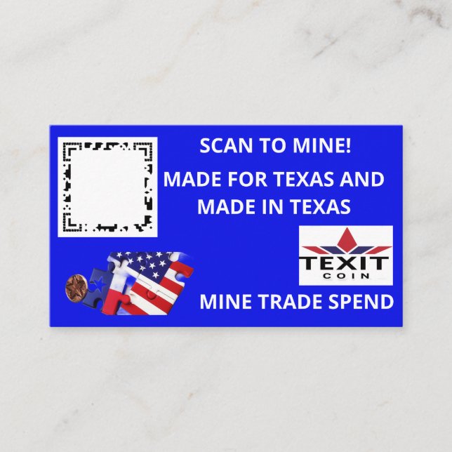 Cartão De Visita Código QR Azul de Cobalto de Moedas TeXit (Frente)