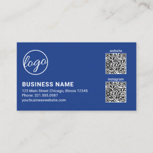 Cartão De Visita Código QR Azul Profissional Moderno