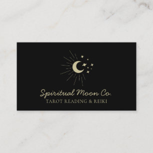 Cartão De Visita Código qr Black Moon Stars Spiritual Reiki