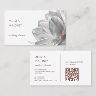 Cartão de Visita Código QR Blush Silver Magnolia B