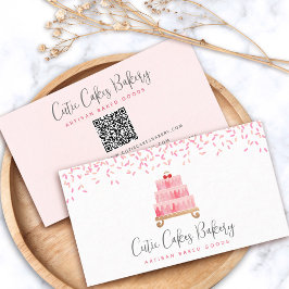 Cartão De Visita Código QR Bolo Espelho Rosa Espelhos Rosa Pastelar