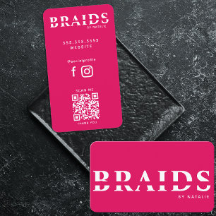 Cartão De Visita Código QR Braids Beauon Salon Braiting Hairstylist