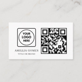 Cartão De Visita Código QR Branco | Contato Personalizado Moderno M