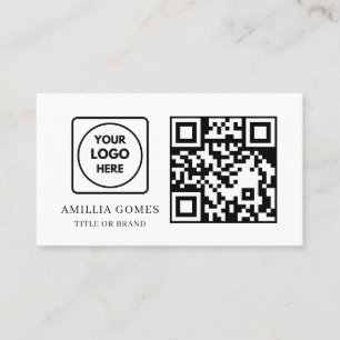 Cartão De Visita Código QR Branco   Contato Personalizado Moderno M