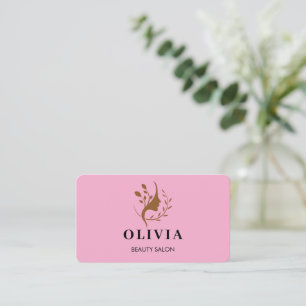 Cartão De Visita Código QR branco monogramado de Salão Elegante Mod