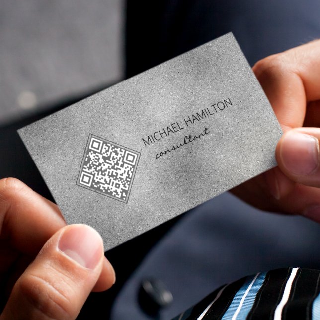 Cartão De Visita Código QR Brilho Prateado (Criador carregado)