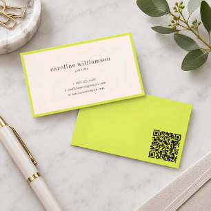 Cartão De Visita Código QR Chartreuse Moderno Minimalista Profissio