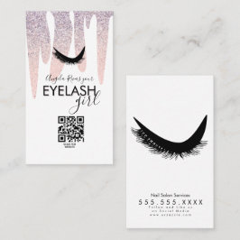 Cartão De Visita CÓDIGO QR Cílios Rosa Brilhante Feminino 