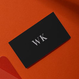 Cartão De Visita Código QR Cinza de prata preta minimalista monogra