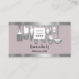 Cartão De Visita Código QR Cinza Restaurante do Cozinhar de Chef Pe