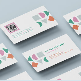 Cartão De Visita Código QR colorido abstrato único moderno