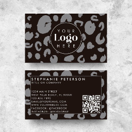 Cartão De Visita Código QR com Logotipo Personalizado da Empresa Es