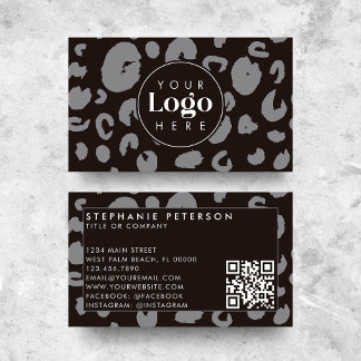 Cartão De Visita Código QR com Logotipo Personalizado da Empresa Es