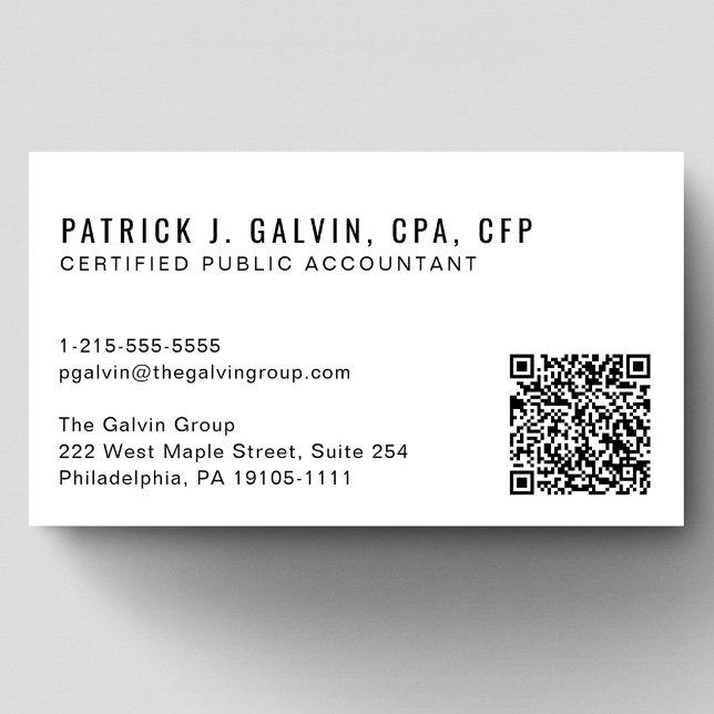 Cartão De Visita Código QR Contador CPA (CPA Accountant QR Code Business Card)