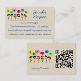 Cartão De Visita Código QR Crianças de Desenho Animado Fofas Segura