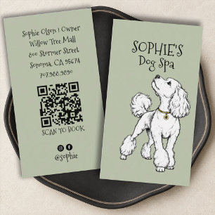 Cartão De Visita Código QR Cute Sage Green de Spa de Embelezamento