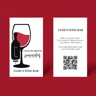 Cartão De Visita Código QR da Adega Bar de Copos de Vinho Tinto
