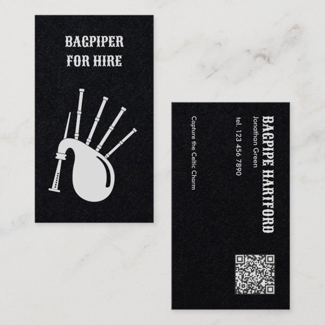 Cartão De Visita Código QR da Bagpipa (Frente/Verso)