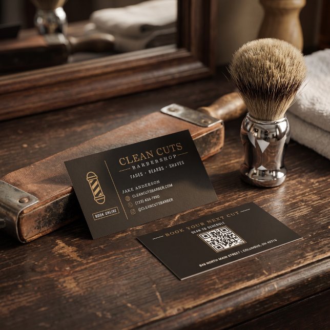 Cartão De Visita Código QR da Barbearia (Criador carregado)