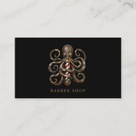 Cartão De Visita Código Qr da Barbearia do Polvo de Bronze Elegante